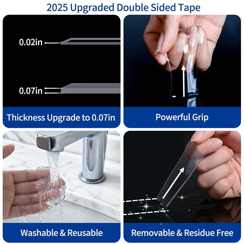 Dntemr Double Sided Tape Heavy Duty 2 Rolls Nano Tape (Total 40 Feet) for Poster Carpet Picture Hanging Strip Rug Strong Adhesive Multipurpose Clear Mounting Two Stick Sided DIY Tape - Image 3